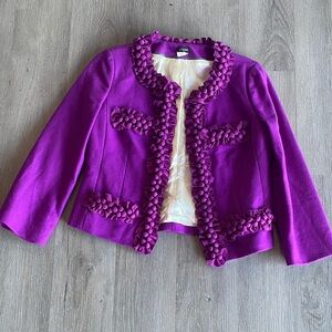 J. Crew Womens Purple Blazer with Textured Trim